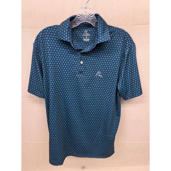 Rhoback Other - Rhoback Mens Shamrock Polo Shirt Small Blue Green Clover Performance Golf Top